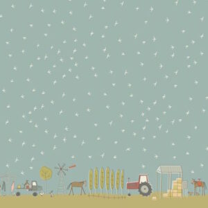 Anni Downs Appleby Farm Border Duck egg blue cotton fabric