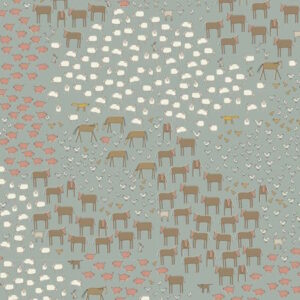 Anni Downs Appleby Farm Farm Animals Green cotton Fabric