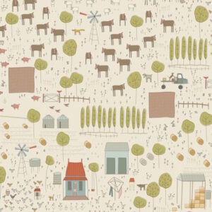 Anni Downs Appleby Farm Main Feature Fabric Cream from Devonstone fabric