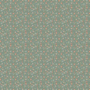 Anni Downs Appleby Farm Scattered Flowers Green cotton Fabric