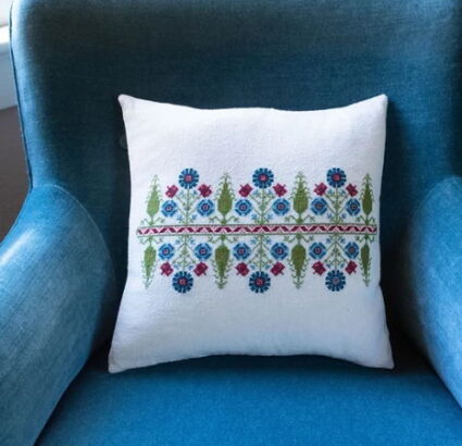 Avlea Folk Embroidery Delphian Cornflower Cross Stitch Cushion Kit