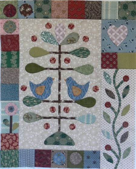 Gail Pan Block of the Month Berries and Bluebirds Block 1 Quilt Pattern ...