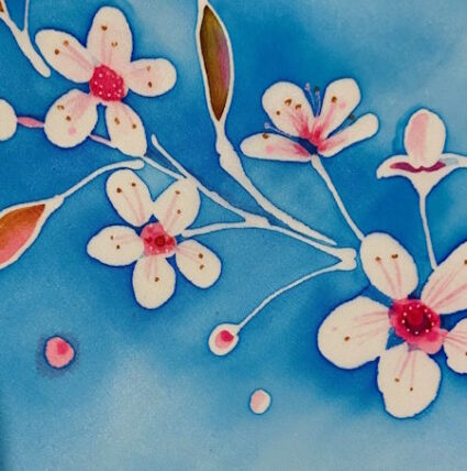 Batik Silk Painting Class with Lisa Deighan at Poppy Patch Spring blossom