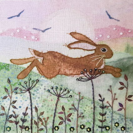 Beaks and Bobbins Leaping Hare Embroidery Kit by Amy Butcher