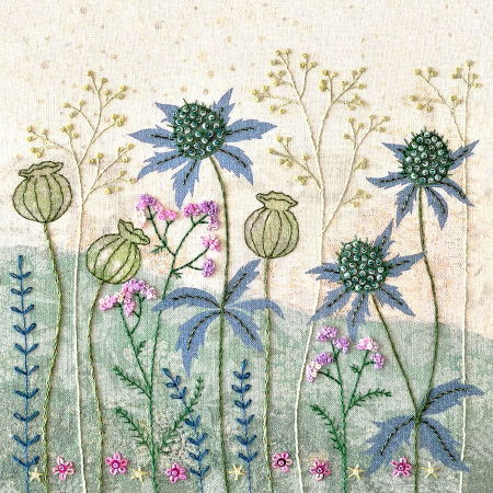 Beaks and Bobbins Sea Holly Embroidery Kit by Amy Butcher