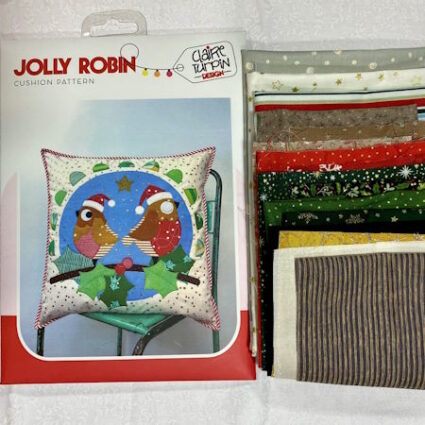 Claire Turpin Jolly Robin Christmas Cushion Pattern with fabric