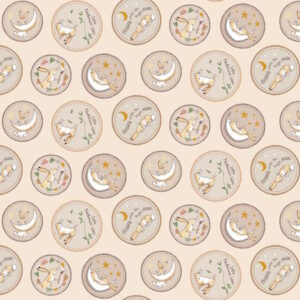 Clothworks Guess How Much I Love You Badges Taupe by Anita Jeram