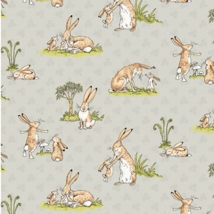 Clothworks Guess How Much I Love You Taupe Rabbits my Anita Jeram