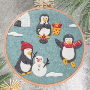 Corinne Lapierre Happy Penguins Christmas Felt Appliqué Hoop