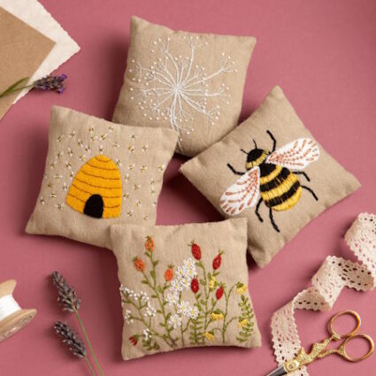 Corinne Lappier Linen Lavender Bags Embroidery Kit Bees