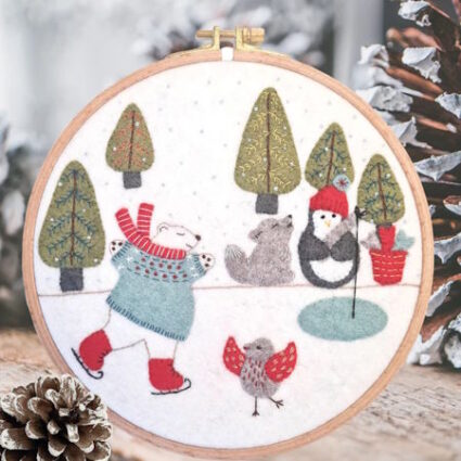 Corinne Lappierre Skating on the lake Christmas Felt Applique Hoop Kit