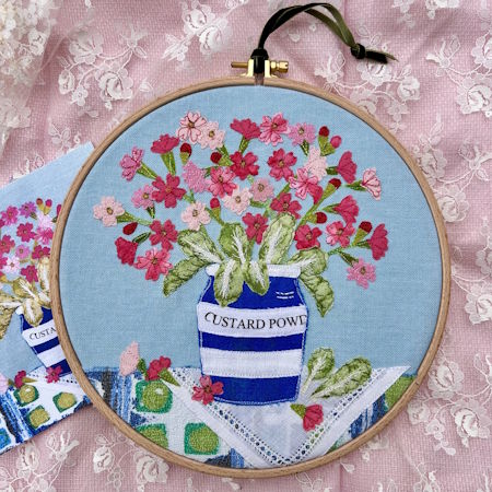 Cornish ware inspired pot with flowers Workshop with Cathy from Dear Emma Designs