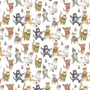 Emma Ball Knitting Kittens Cotton Fabric
