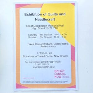 Exhibition of quilts and Needlecraft presented by Poppy Patch at The Great Doddington Memorial hall