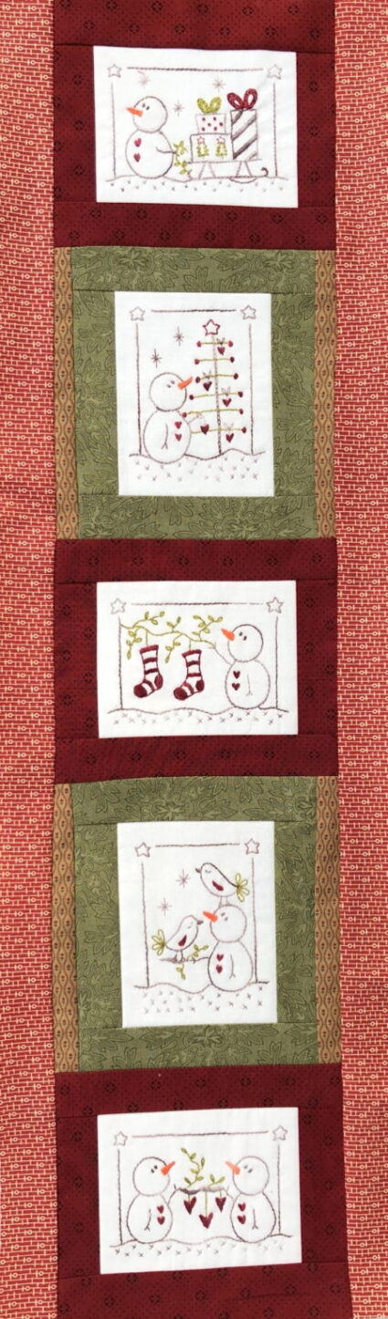 Fig n Berry Snowman Embroidery Christmas wall hanging Pattern