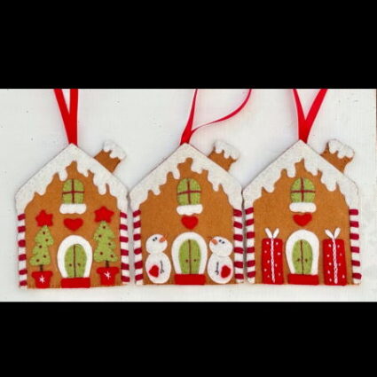 Fig n Berry Christmas Felt Decorations Pattern Gingerbread Houses