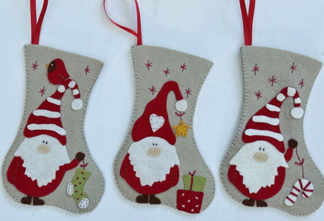 Fig n Berry Christmas Felt Gnome Stockings Pattern