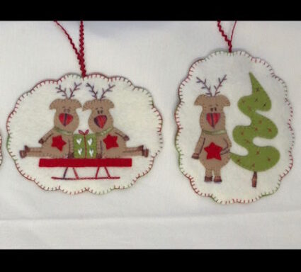 Fig n Berry Rudolph Christmas Felt Ornaments