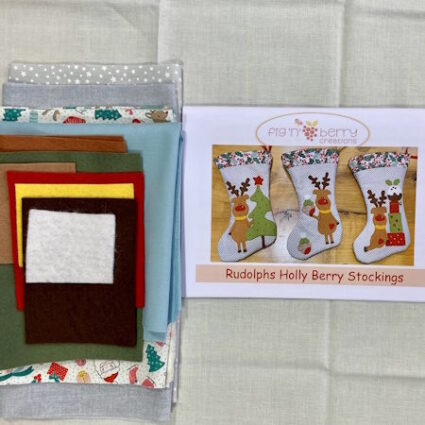 Fig n Berry Rudolphs Holly Berry Stockings Fabric Pack and Pattern