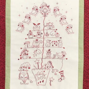 Fig n Berry The Magic of Christmas Red Work Embroidery Wall Hanging Pattern
