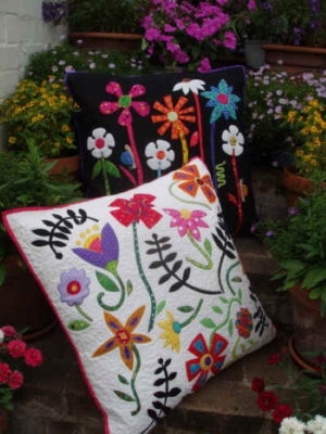 Flying Fish Bugs and Blooms Cushion Pattern by Wendy Williams