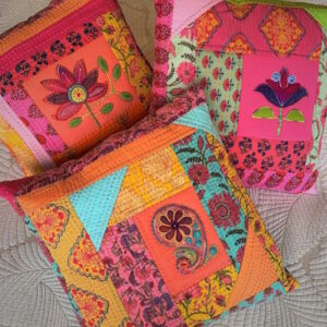 Flying Fish Indian Sunset Applique 3 designs of cushion by Wendy williams
