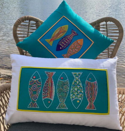 Flying Fish Little Fish Cushion Pattern by Wendy Williams
