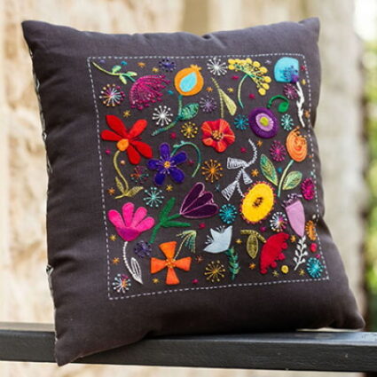 Flying Fish Scattered Flowers Cushion Pattern by Wendy Williams