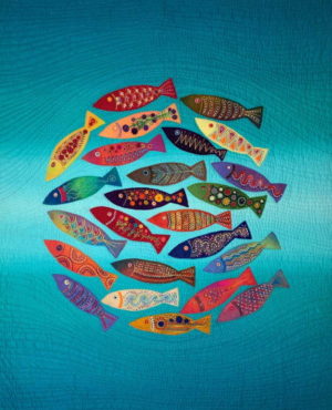 Flying Fish School Applique Quilt Pattern by Wendy Williams
