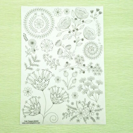 Folk Flowers Stick & Stitch transfer sheets by Corinne Lapierre
