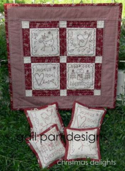 Gail Pan Christmas Delights Wall hanging and mini pillow pattern