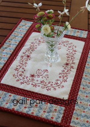 Gail Pan Redwork Embroidery Table Runner Pattern Daisybirds