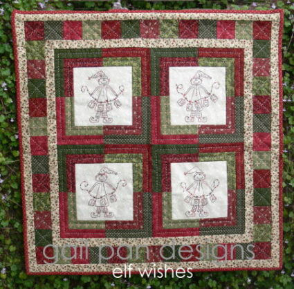 Gail Pan Elf Wishes Embroidery elf design wall hanging pattern