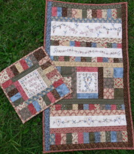 Gail Pan Friendship Warms The heart Table runner pattern with embroidered panels