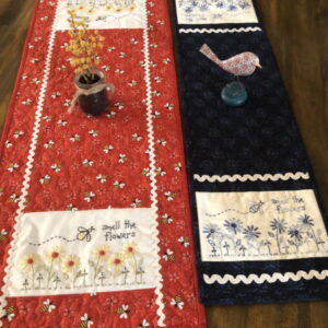 Gail Pan Smell the Flowers Embroidered table runner pattern