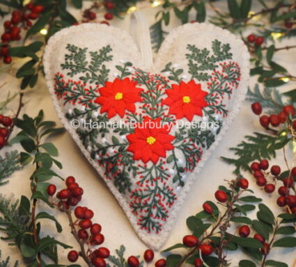 hannah Burbury Celeste Poinsetta Embroidered Heart Kit