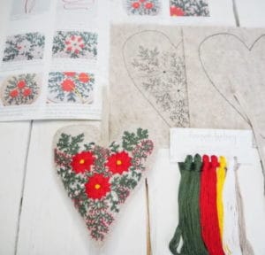 Hannah Burbury Celeste Winter Foilage Embroidered Heart Kit