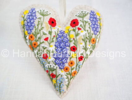 Hannah Burbury Floral Embroidered Heart Charles