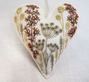 Hannah Burbury Autumn Flower embroidered Heart Kit