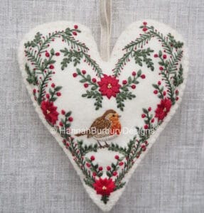 Hannah Burbury George Christmas Robin Embroidery Heart Kit