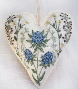 Hannah Burbury Isla Embroidered Heart Kit with Botanical flowers