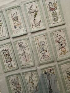 Hares Nest Pins and Needles 16 stitchery prints on linen