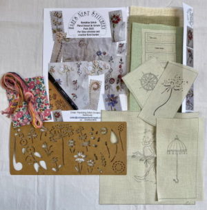 Hares Nest Rambling Stitch Floral Stencil and Scrap Pack by Brenda Ryan and Jo maxwell
