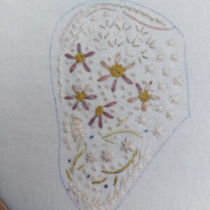 Hares Nest Stitchery - Rambling Stitcher Baby Elephant Patch - starting the embroidered ear