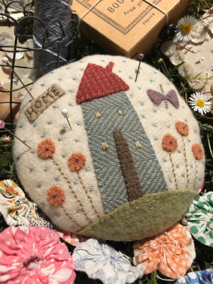 Hatached and Patched My Home Pincushion Pattern by Anni Downs
