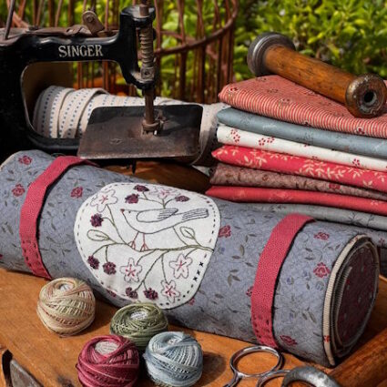 Hatched and Patched Sewing Roll Bird in the Blackberries by Anni Downs