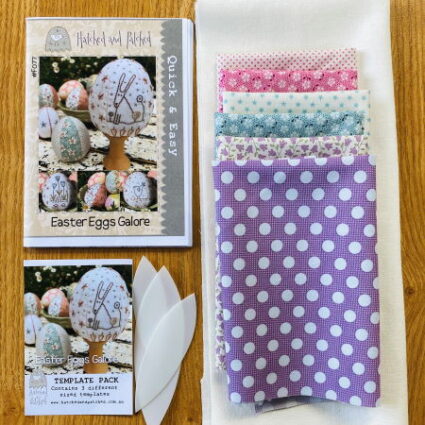 Hatched and Patched Easter Eggs Galore Fabric pack, pattern and templates