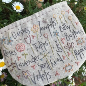 Hatched and Patched Flower Study Purse Pattern by Anni Downs