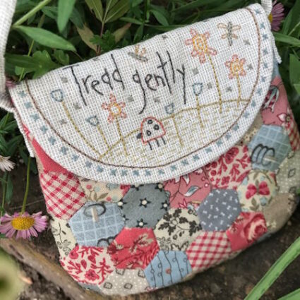 Hatched and Patched Tread Gently Mini Bag Pattern by Anni Downs