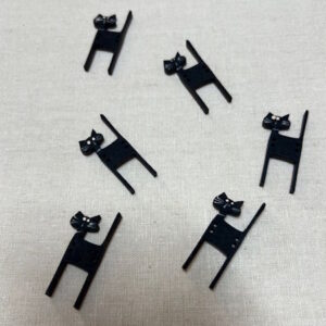 Hatched and Patched Hand Painted Novelty Cat Button